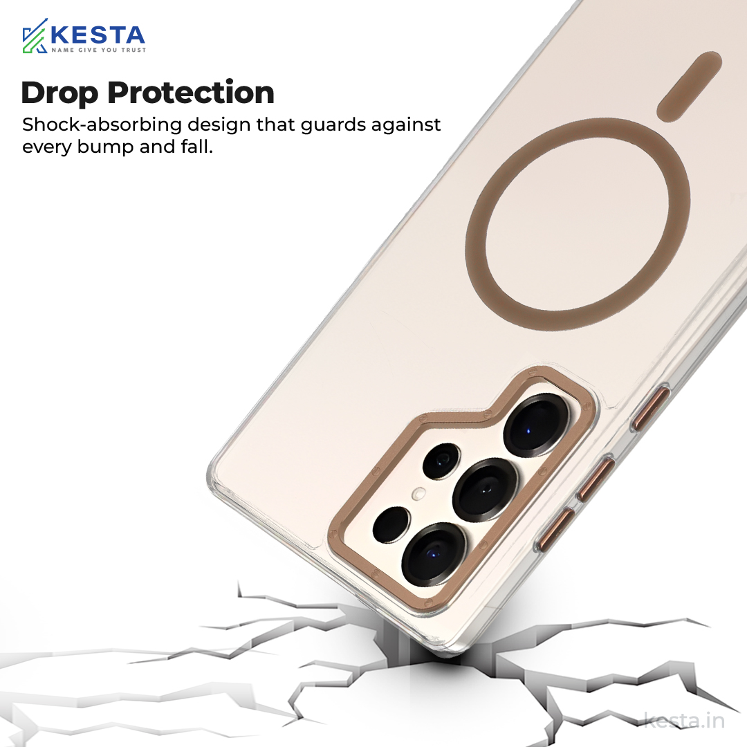 Samsung S25 Ultra Cover - Crystal Armour Gold Transparent Case (Scratch and Smudge Resistant & Wireless Charging Ready)
