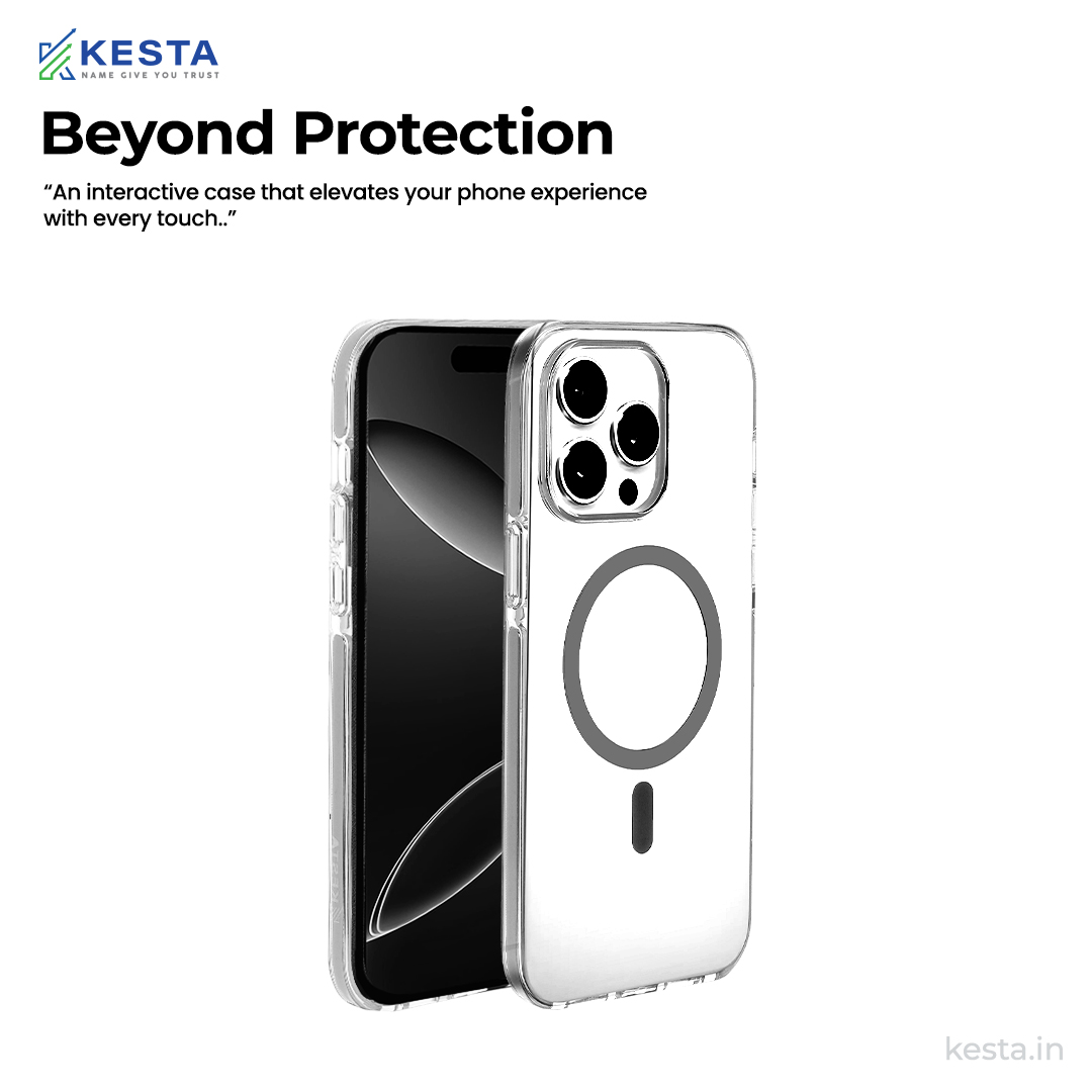 iPhone 14 Pro Max Cover - Ice Crystals Grey Transparent Case (Military-Grade Drop Protection & Magsafe)