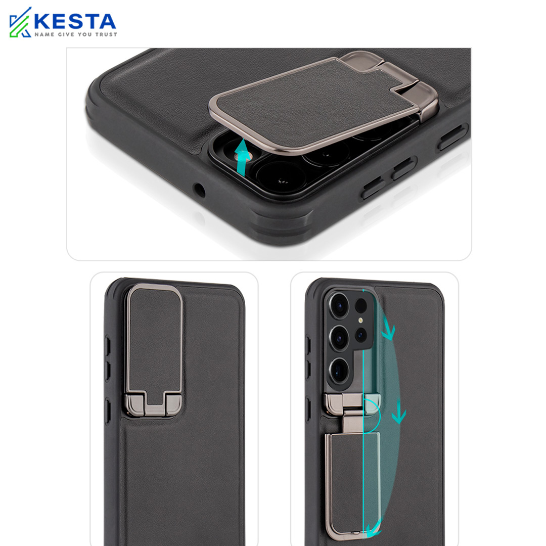 Samsung S23 Ultra Cover - Elegant Black Leather Case (With Camera Protection)