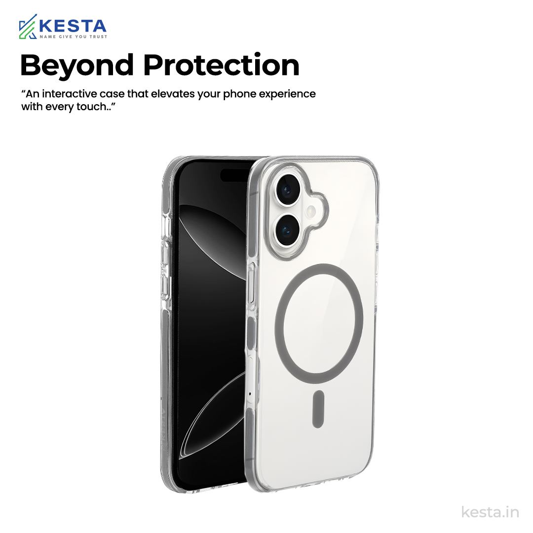 iPhone 16 Cover - Ice Crystals Grey Transparent Case (Military-Grade Drop Protection & Magsafe)