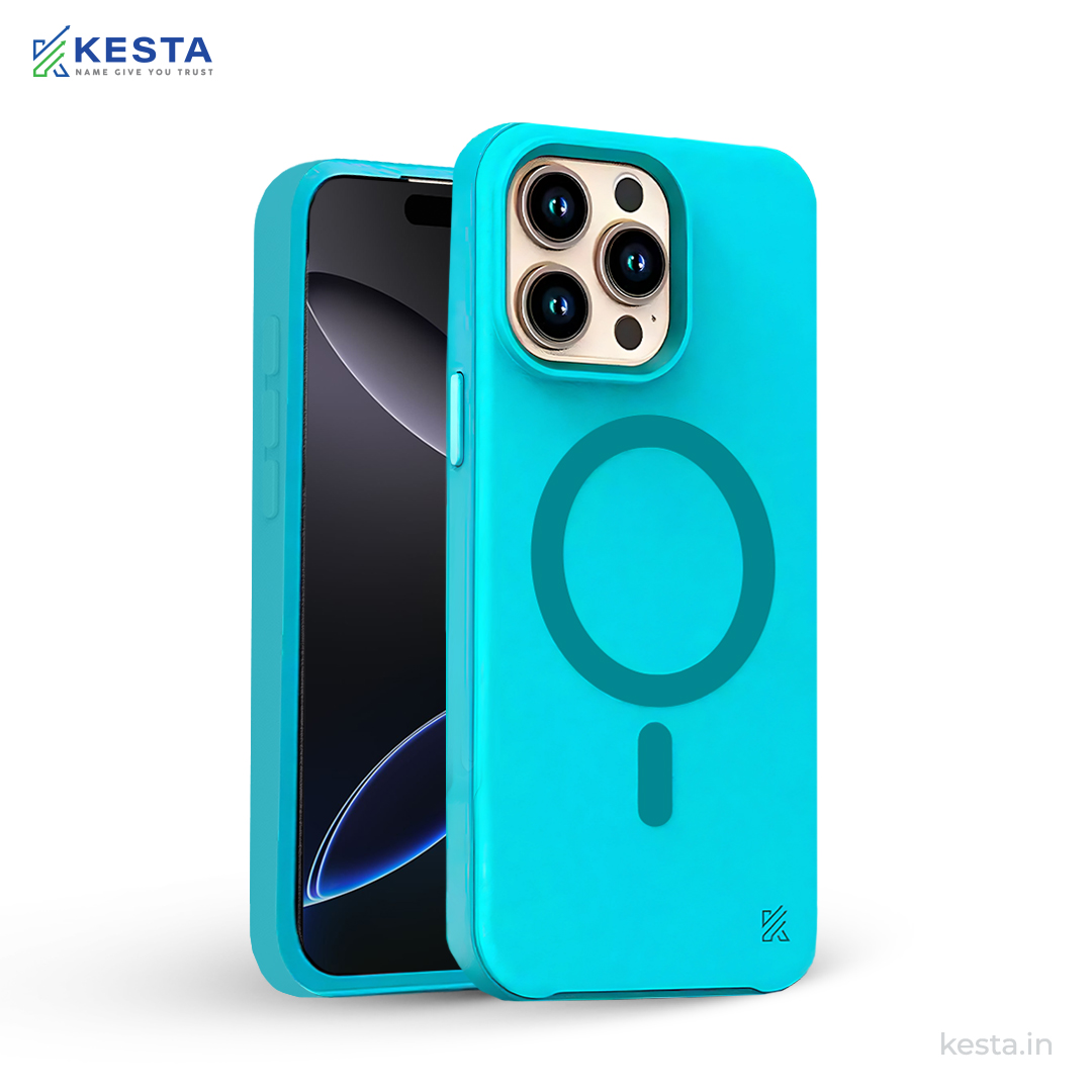 iPhone 15 Pro Max Cover - MagArmour Blue Hybrid Case (Grip + Gloss – Textured for Control, Smooth Style)