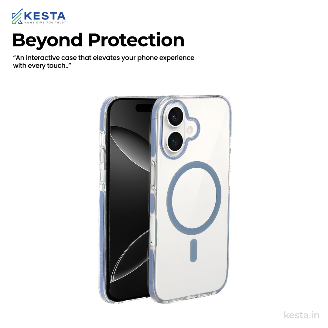 iPhone 16 Plus Cover - Ice Crystals Blue Transparent Case (Military-Grade Drop Protection & Magsafe)