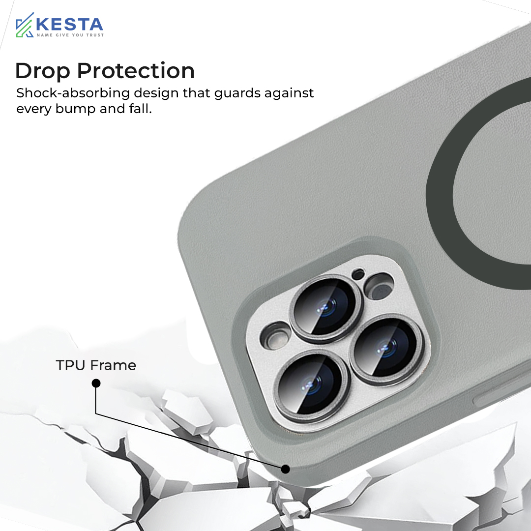 iPhone 15 Pro Cover - MagArmour Grey Hybrid Case (Grip + Gloss – Textured for Control, Smooth Style)