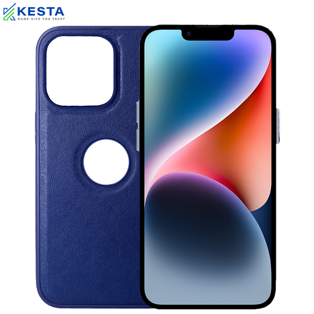 iPhone 13 Cover - Classic Blue Leather Case (Timeless Style)