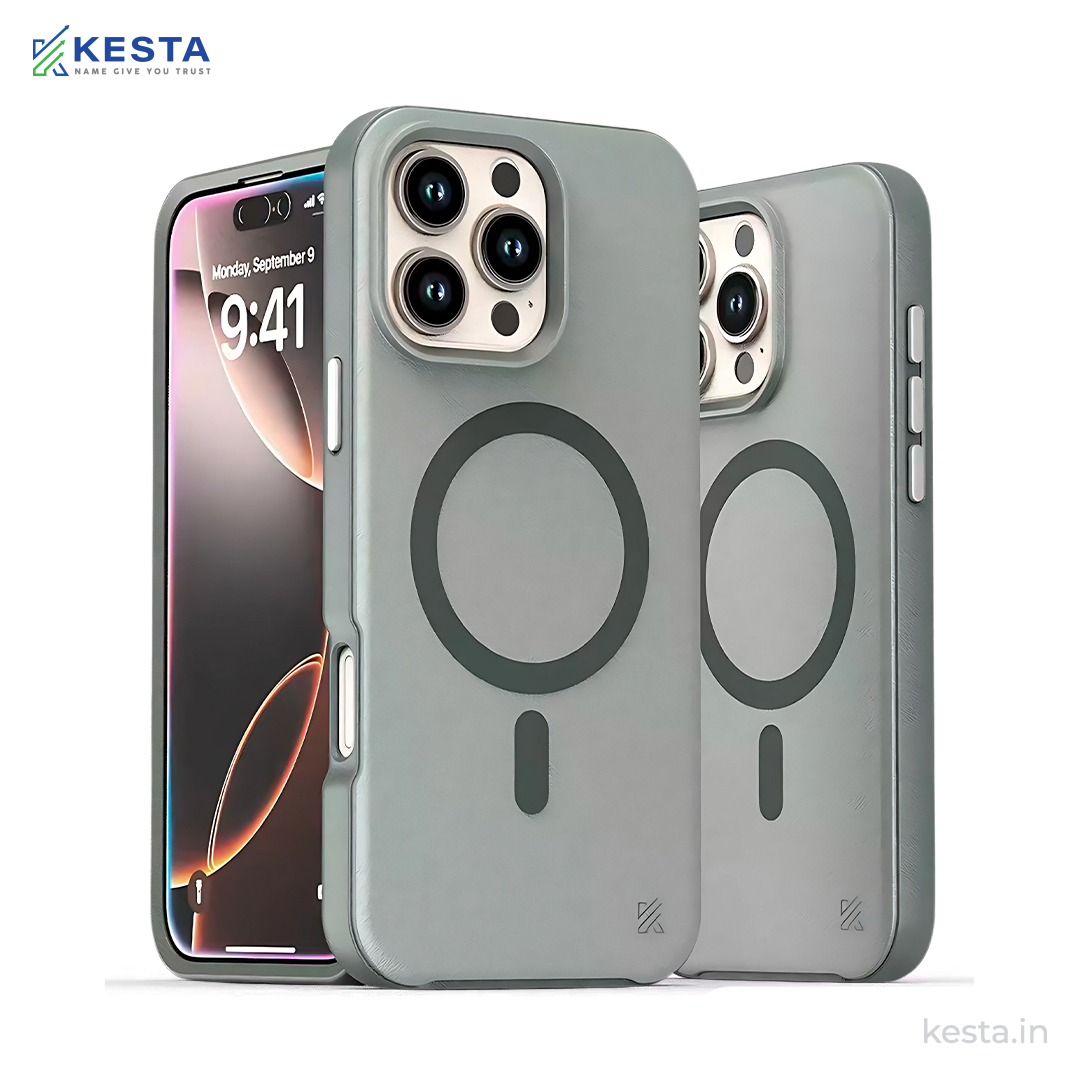 iPhone 16 Pro Max Cover - MagArmour Gray Hybrid Case (Grip + Gloss – Textured for Control, Smooth Style)