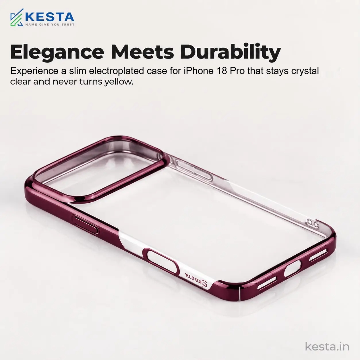 iPhone 18 Pro Cover – Transparent Cherry Red | Original Look. Enhanced Protection.