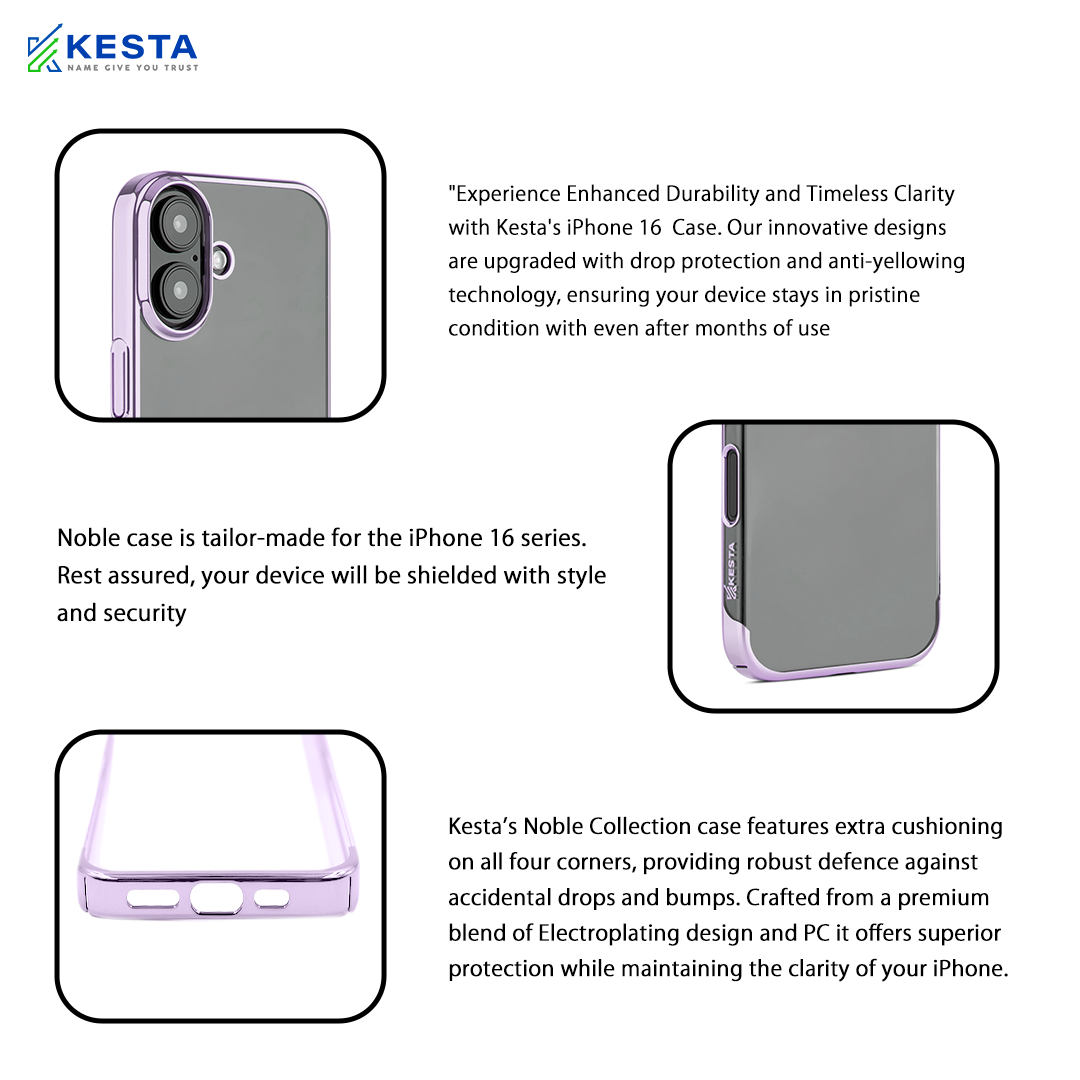 iPhone 16 Plus Cover - Noble Light Purple Transparent Case (Drop Protection)