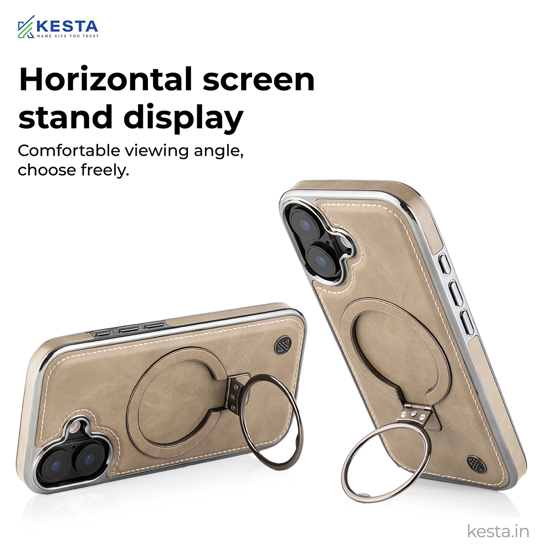 iPhone 17 Cover - Classy Elite Desert Leather Case (Built-In Magnetic Ring Holder)
