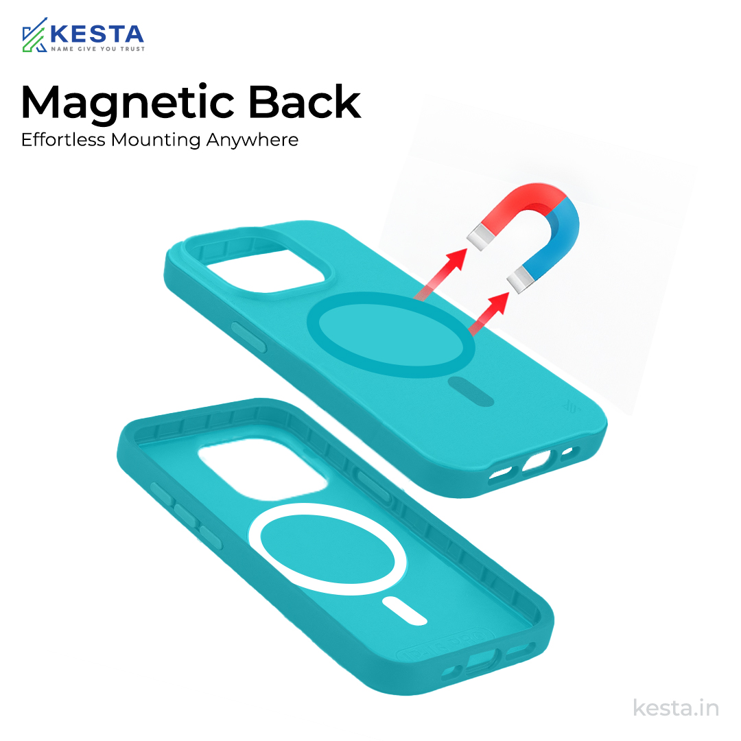 iPhone 15 Pro Max Cover - MagArmour Blue Hybrid Case (Grip + Gloss – Textured for Control, Smooth Style)