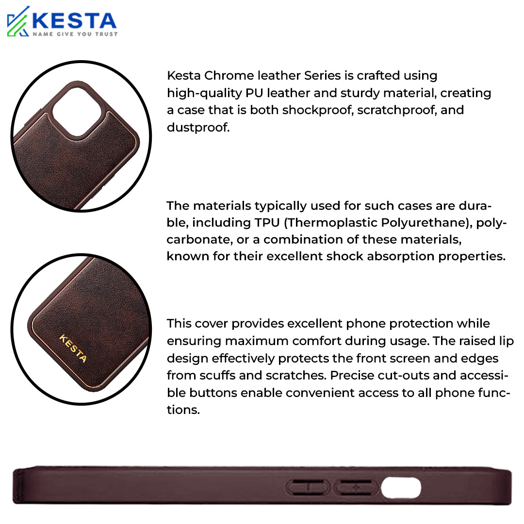 iPhone 13 Pro Max Cover - Chrome Coffee Leather Case (Ultimate Protection)
