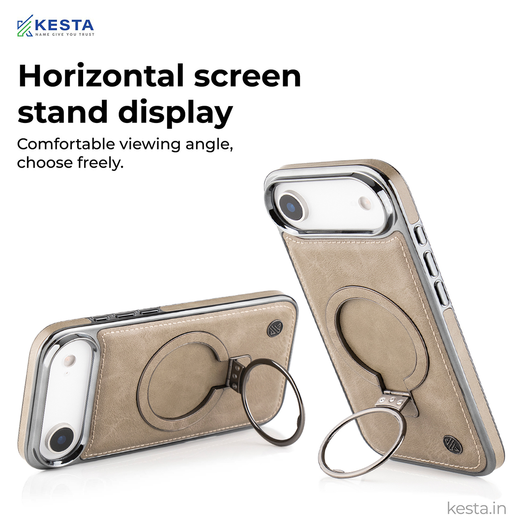 iPhone 17 Air Cover - Classy Elite Desert Leather Case (Built-In Magnetic Ring Holder)