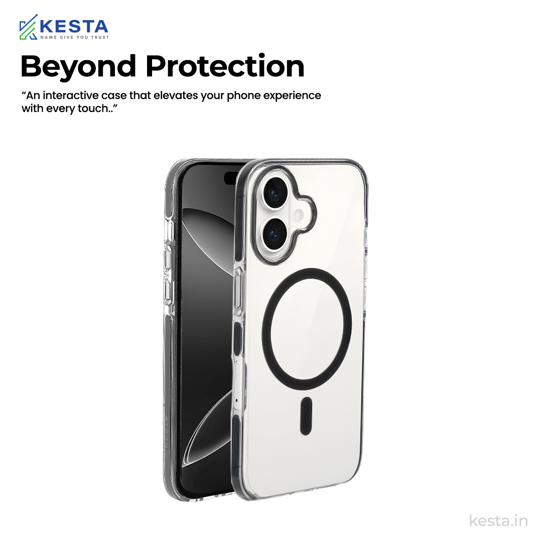iPhone 16 Cover - Ice Crystals Black Transparent Case (Military-Grade Drop Protection & Magsafe)