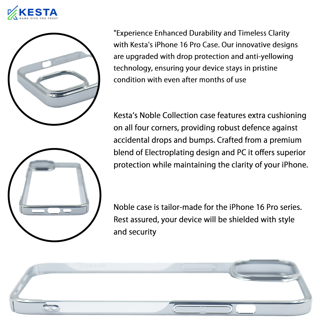 iPhone 16 Pro Cover - Noble Silver Transparent Case (Style And Security)