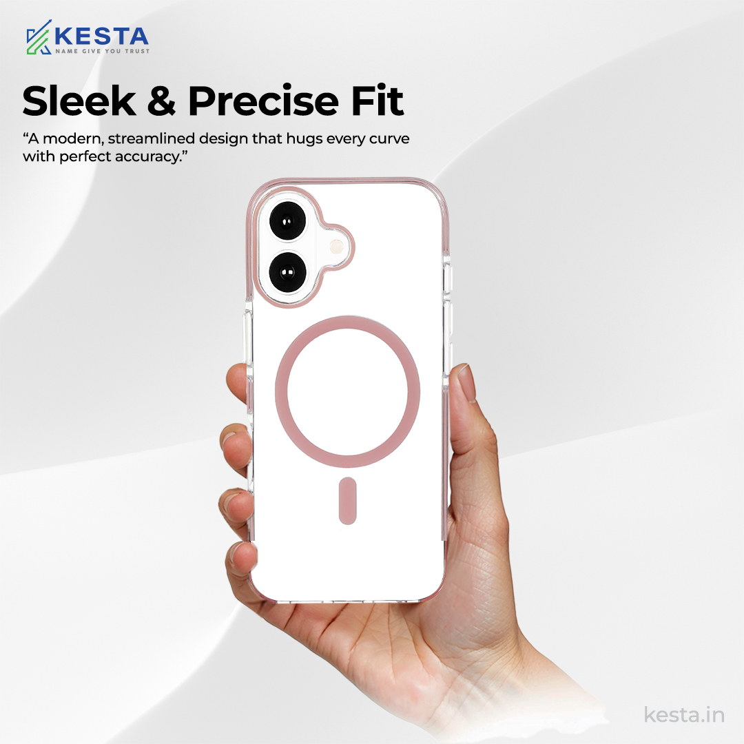 iPhone 16 Cover - Ice Crystals Pink Transparent Case (Military-Grade Drop Protection & Magsafe)