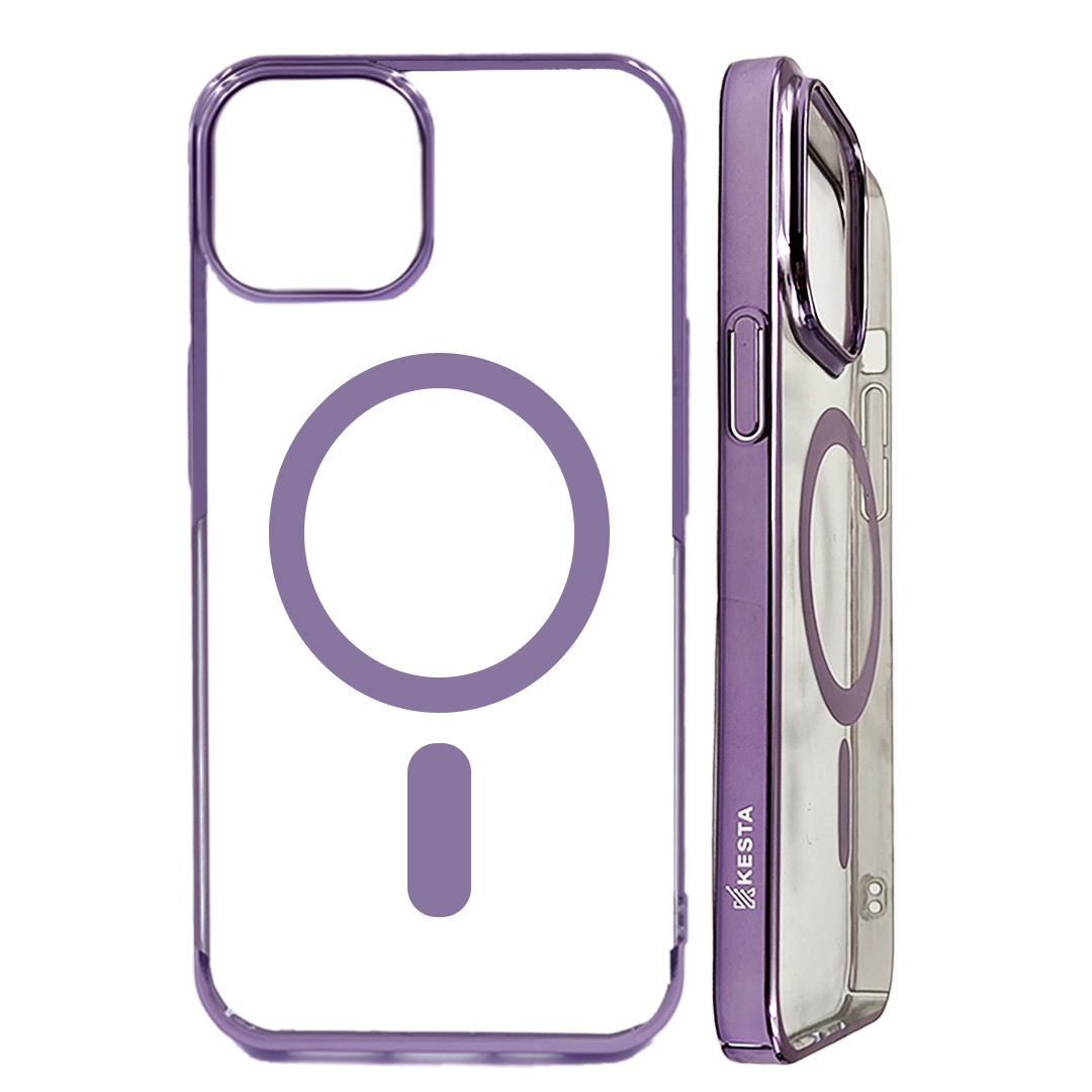 iPhone 14 Plus Cover - Noble Magsafe Purple Transparent Case (With Fast Magsafe Charging)