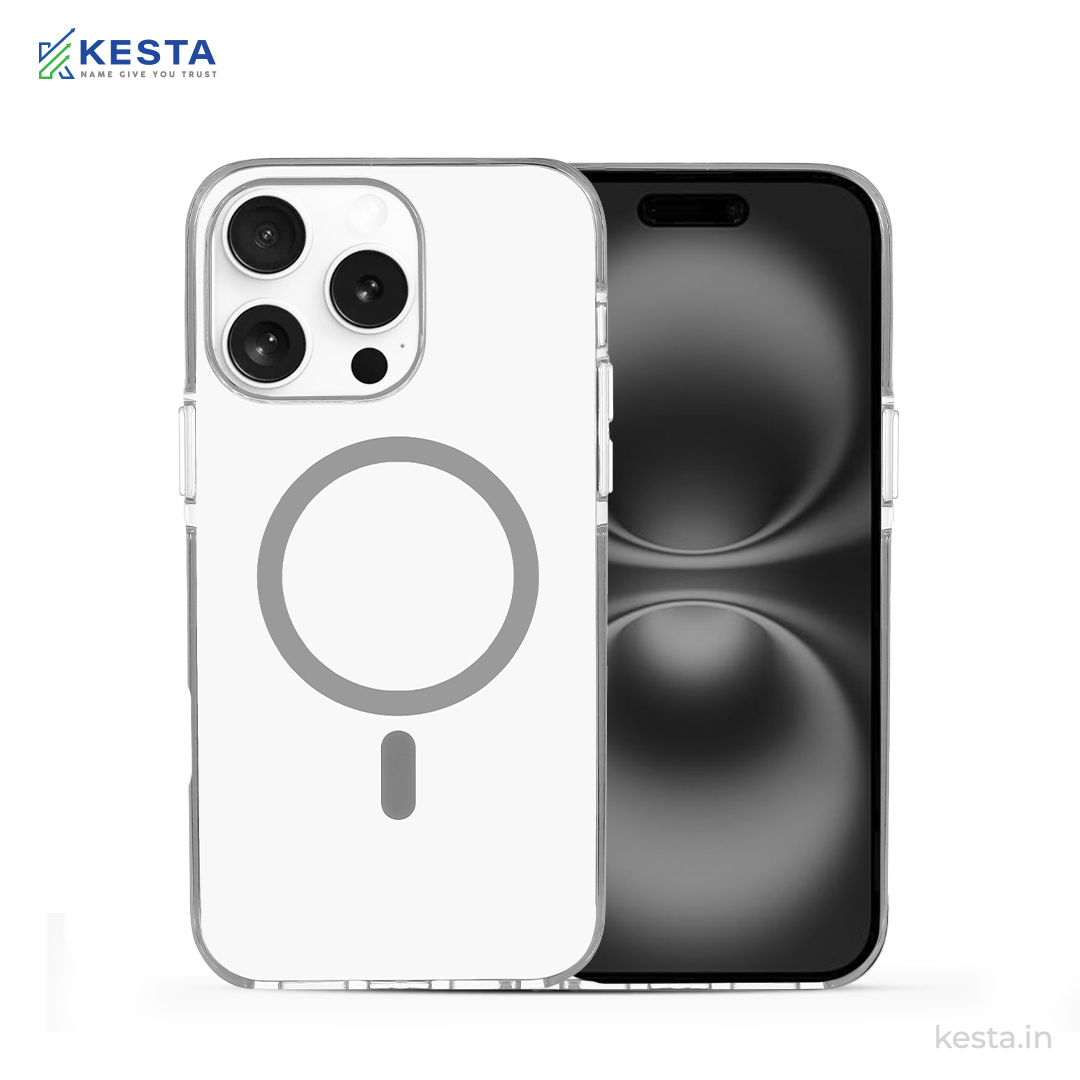 iPhone 16 Pro Max Cover - Ice Crystals Grey Transparent Case (Military-Grade Drop Protection & Magsafe)