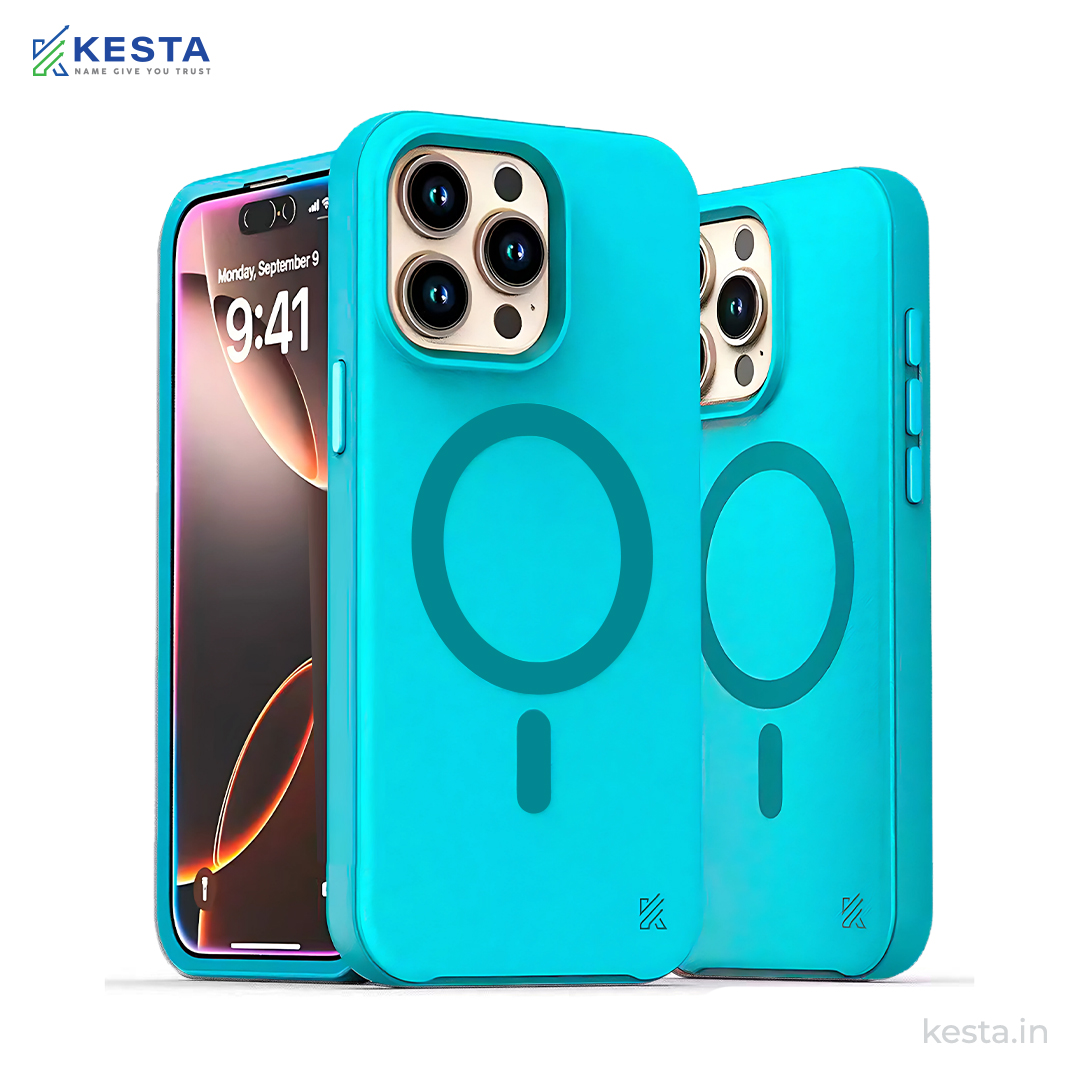 iPhone 15 Pro Max Cover - MagArmour Blue Hybrid Case (Grip + Gloss – Textured for Control, Smooth Style)