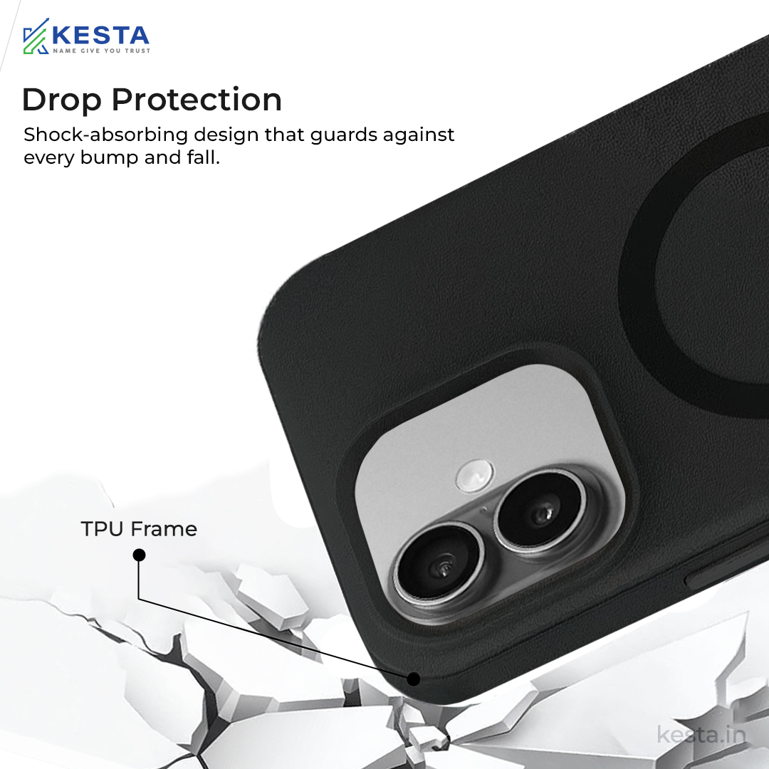 iPhone 16 Cover - MagArmour Black Hybrid Case (Grip + Gloss – Textured for Control, Smooth Style)