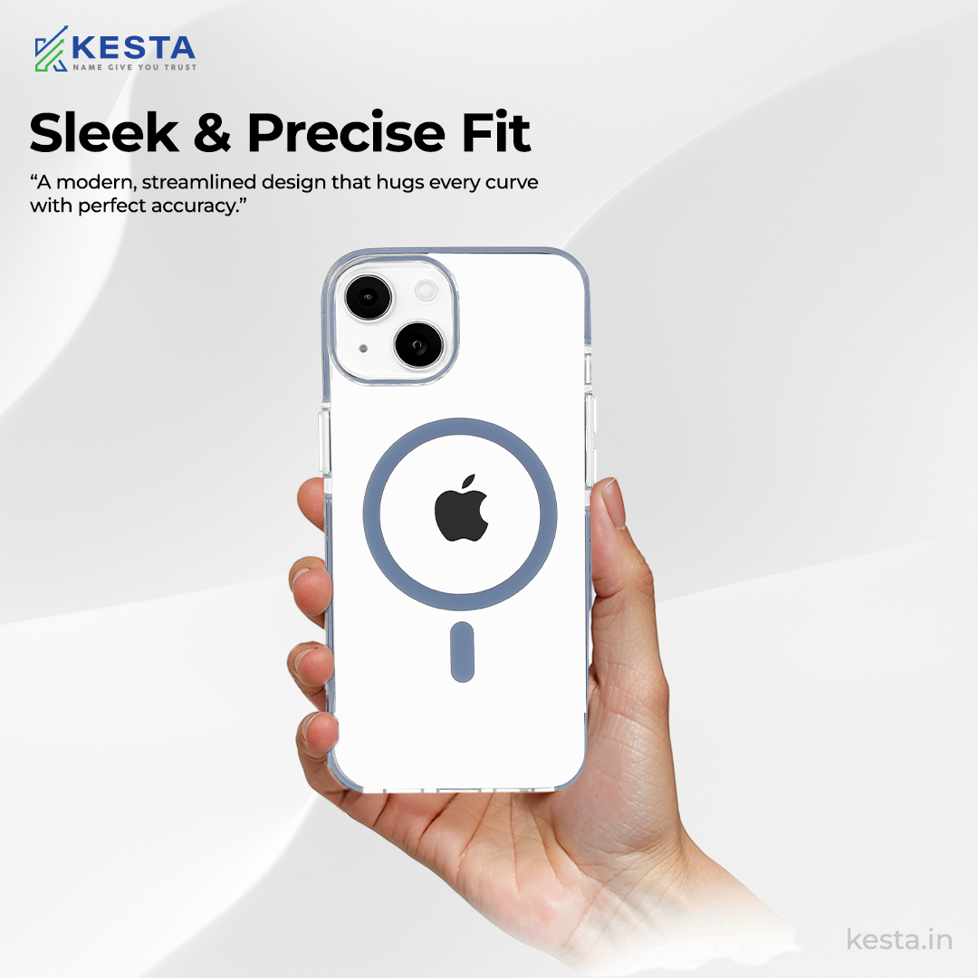 iPhone 15 Cover - Ice Crystals Blue Transparent Case (Military-Grade Drop Protection & Magsafe)