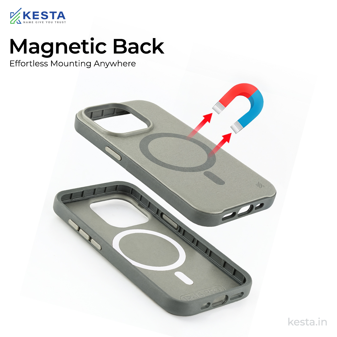 iPhone 15 Pro Max Cover - MagArmour Gray Hybrid Case (Grip + Gloss – Textured for Control, Smooth Style)