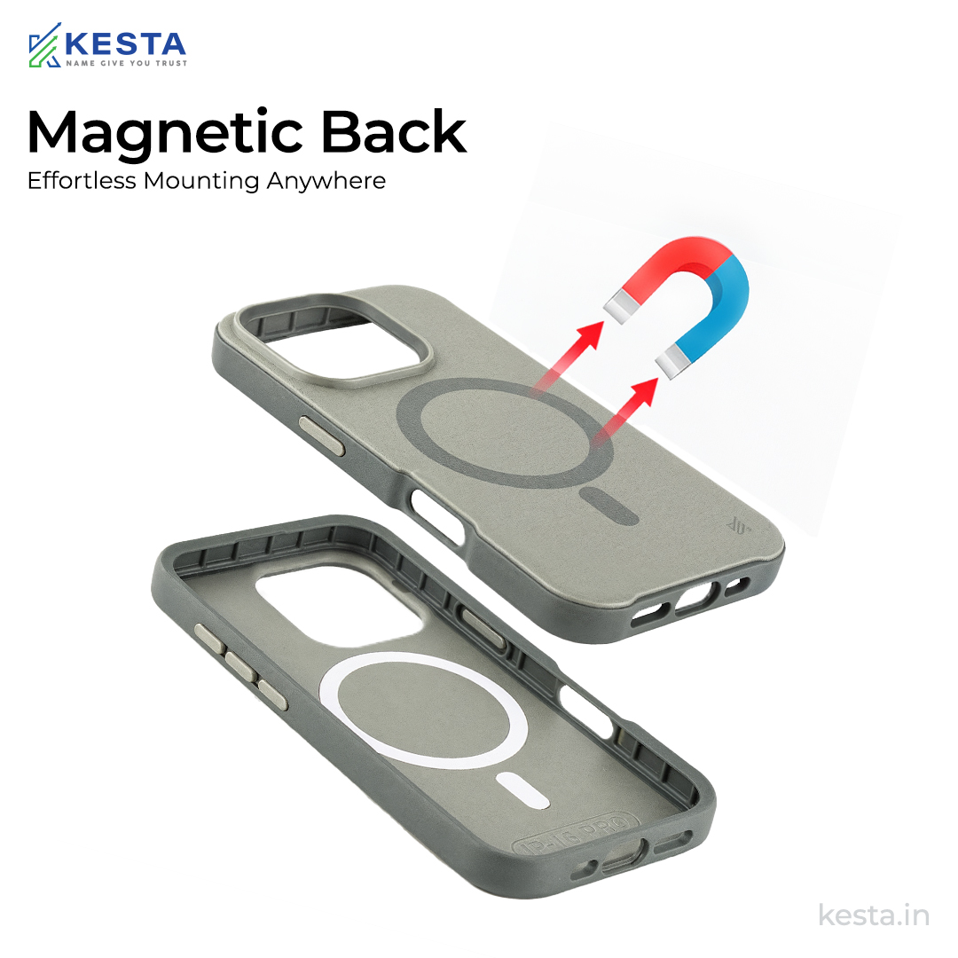 iPhone 16 Pro Max Cover - MagArmour Gray Hybrid Case (Grip + Gloss – Textured for Control, Smooth Style)