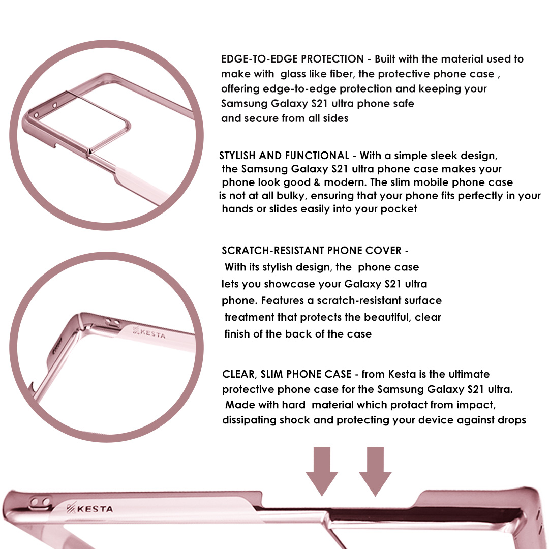 Samsung S21 Ultra Cover - Noble Rose Gold Transparent Case (Anti Yellowing Protection)