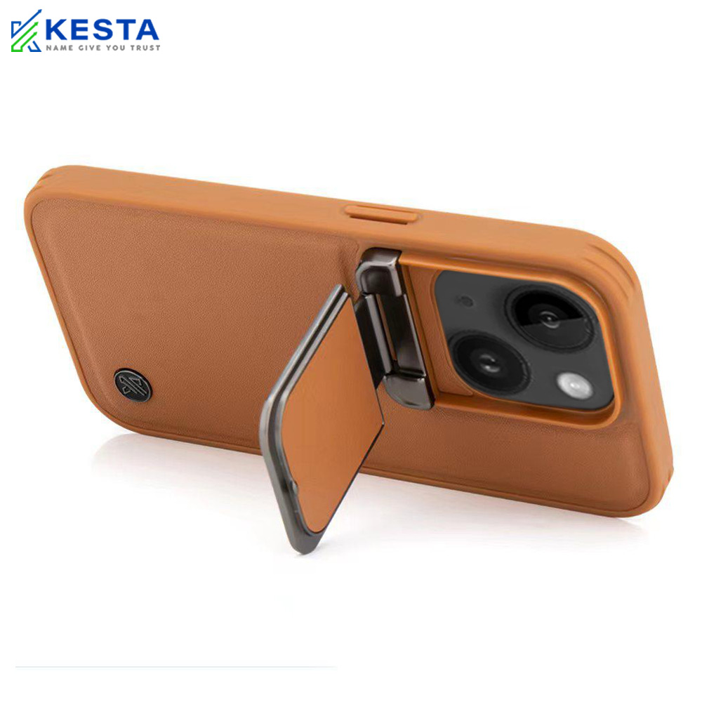 iPhone 15 Cover - Elegant Brown Leather Case (With Camera Protection)