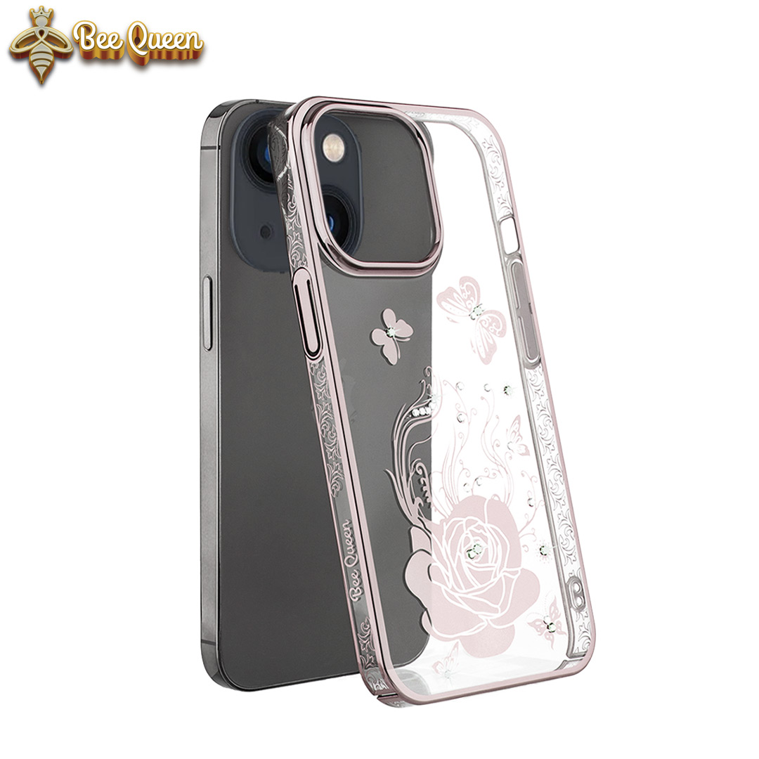 iPhone 13 Cover - Bling Flower Cloud Gold Transparent Case (Stylish And Fashion Forward)