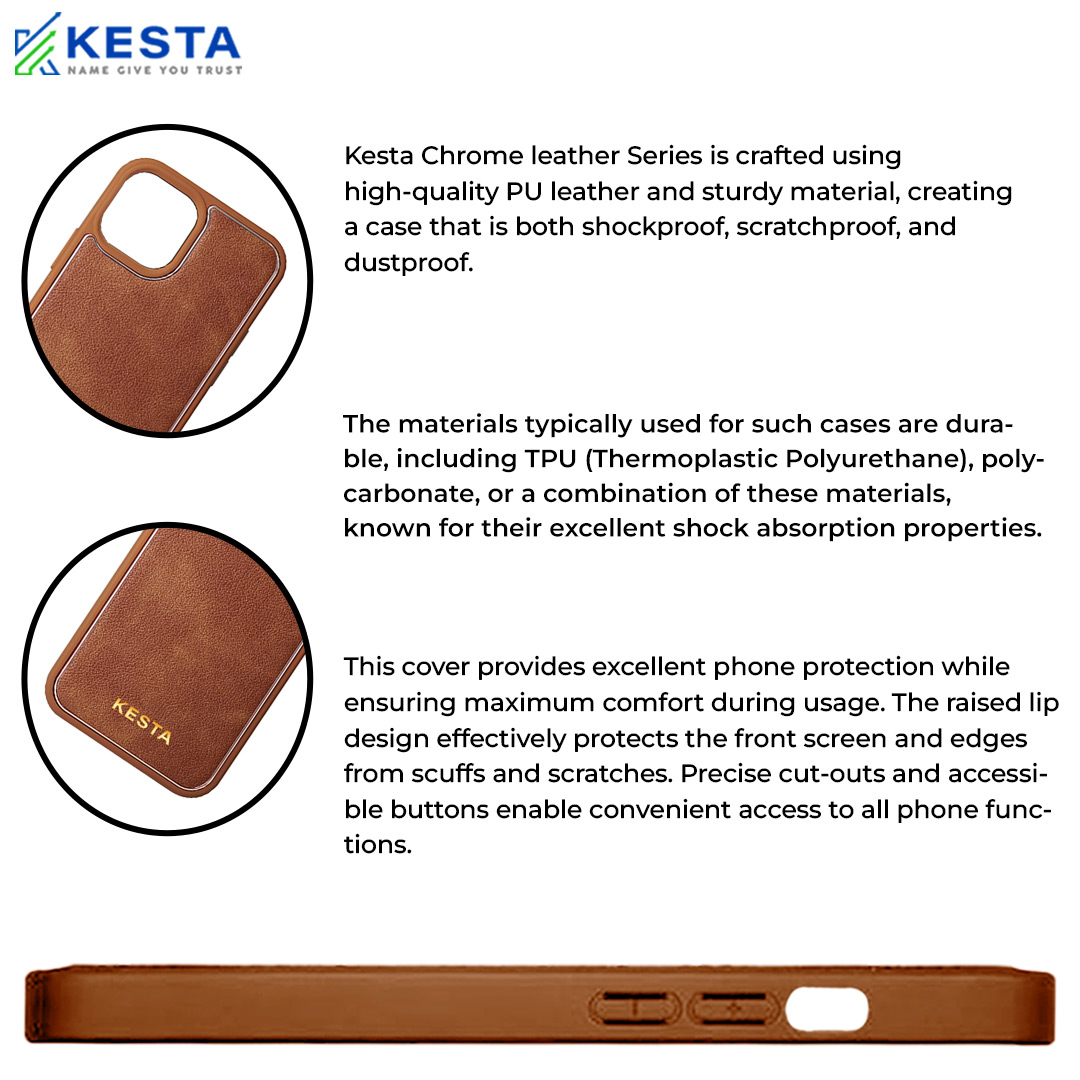 iPhone 14 Pro Cover - Chrome Brown Leather Case (Lightweight Design)