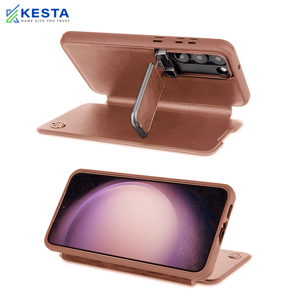 Samsung S22 Ultra Flip Cover - Elegant Flip Brown Leather Case (Handcrafted Excellence with a Luxurious Feel)