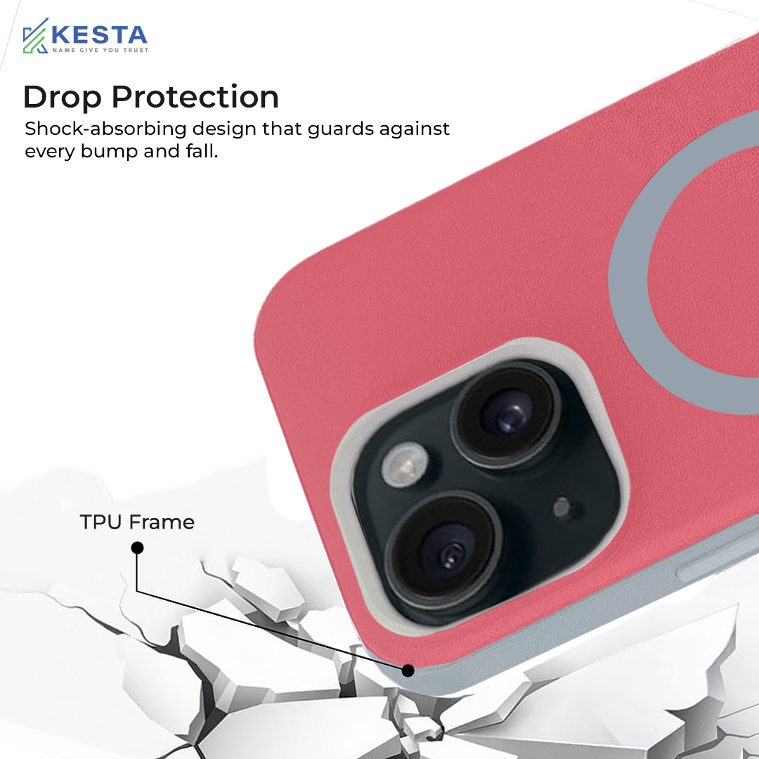 iPhone 15 Cover - MagArmour Pink Hybrid Case (Grip + Gloss – Textured for Control, Smooth Style)