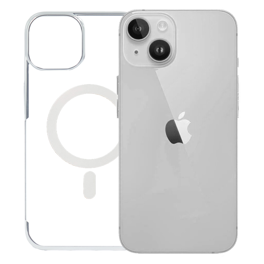 iPhone 14 Pro Max Cover - Noble Magsafe Silver Transparent Case (Wirelessly Chargeable)