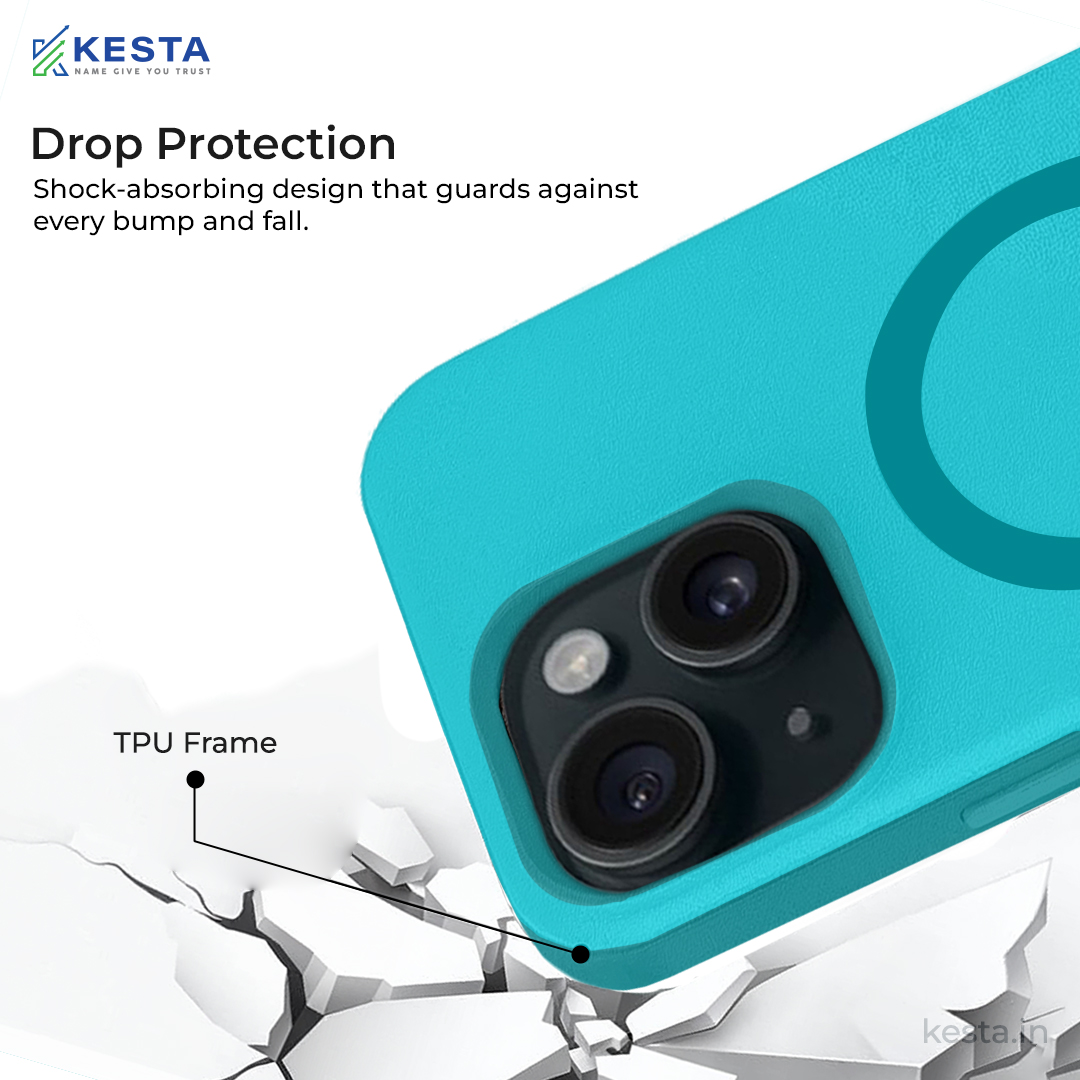 iPhone 15 Plus Cover - MagArmour Blue Hybrid Case (Grip + Gloss – Textured for Control, Smooth Style)