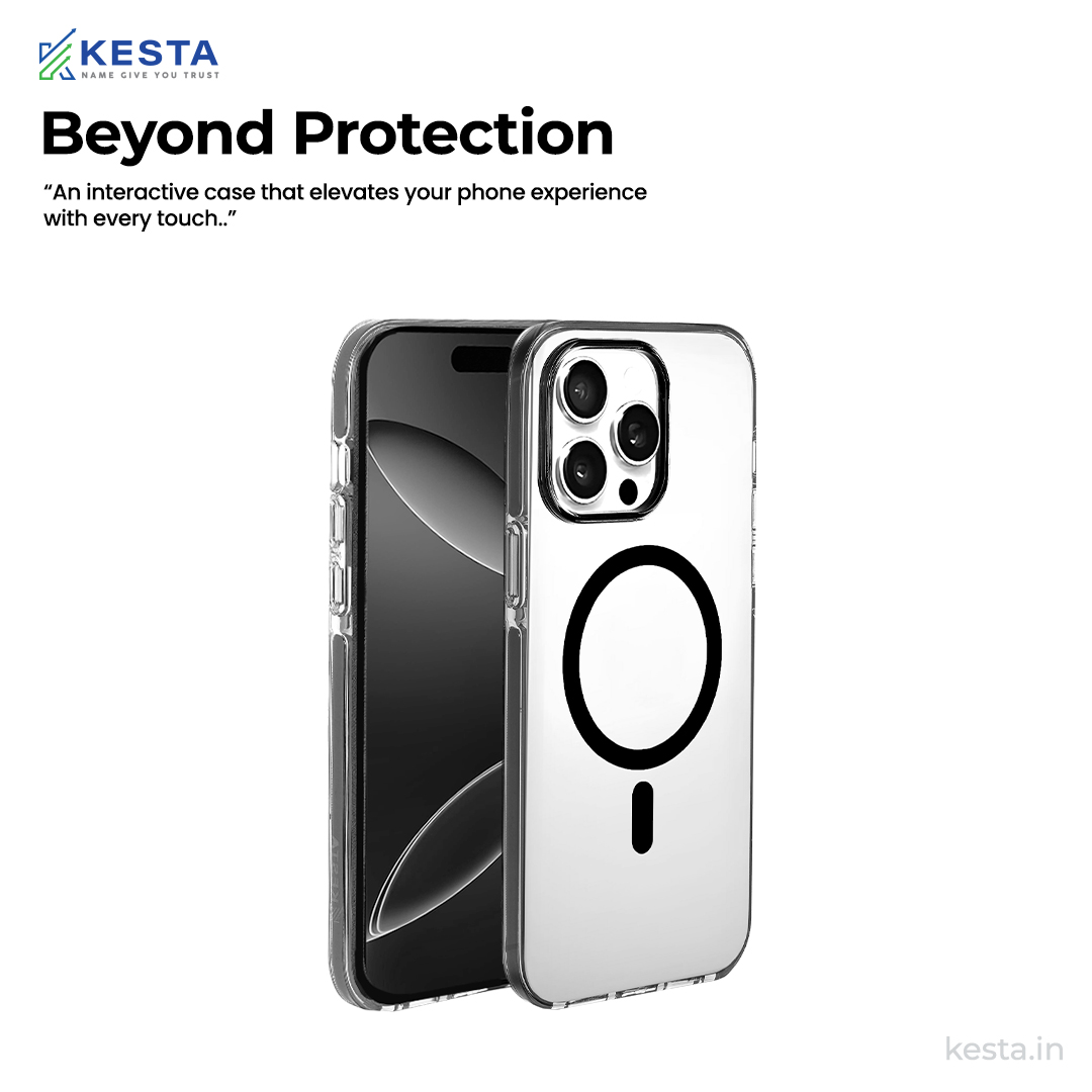 iPhone 15 Pro Cover - Ice Crystals Black Transparent Case (Military-Grade Drop Protection & Magsafe)