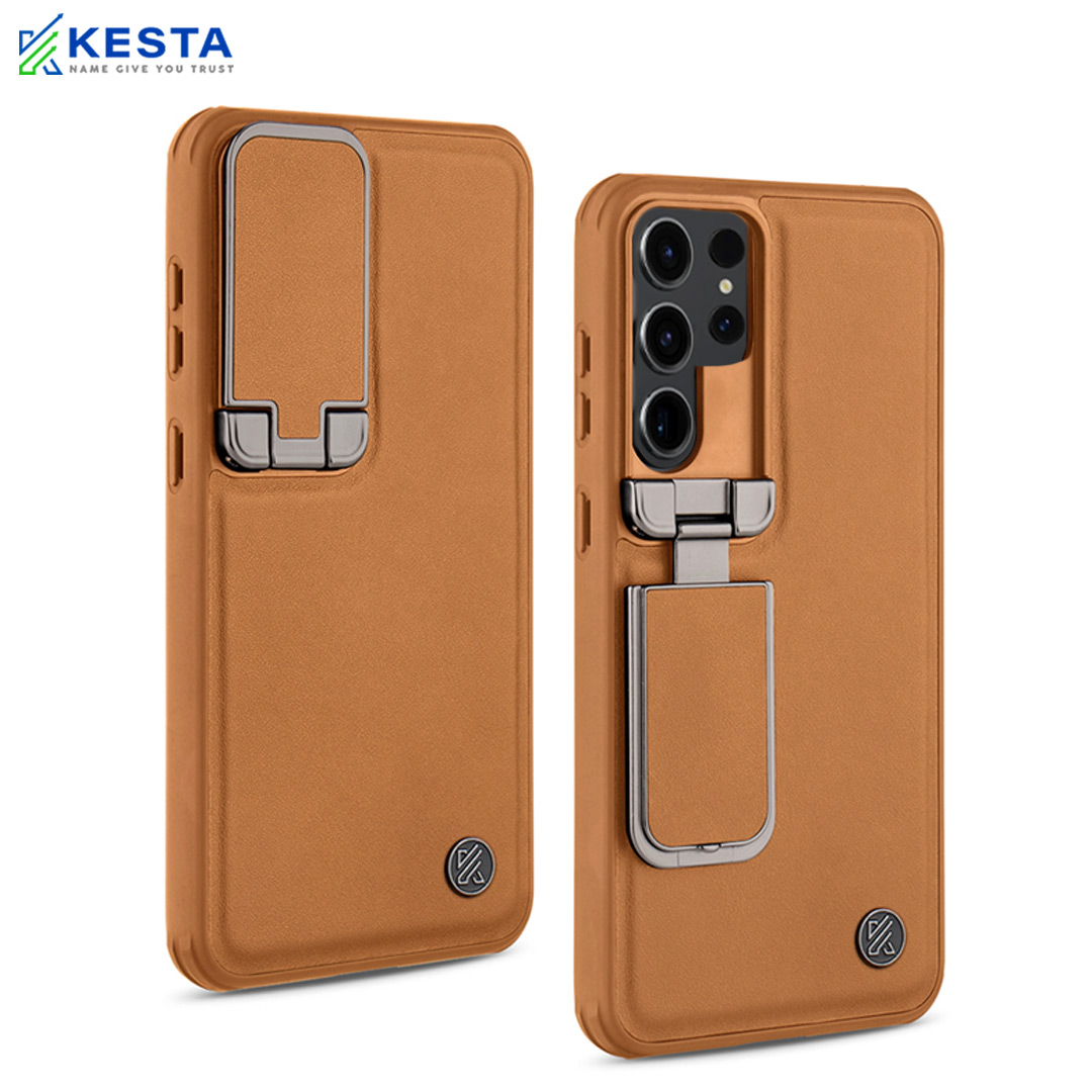 Samsung S23 Ultra Cover - Elegant Brown Leather Case (With Camera Protection)