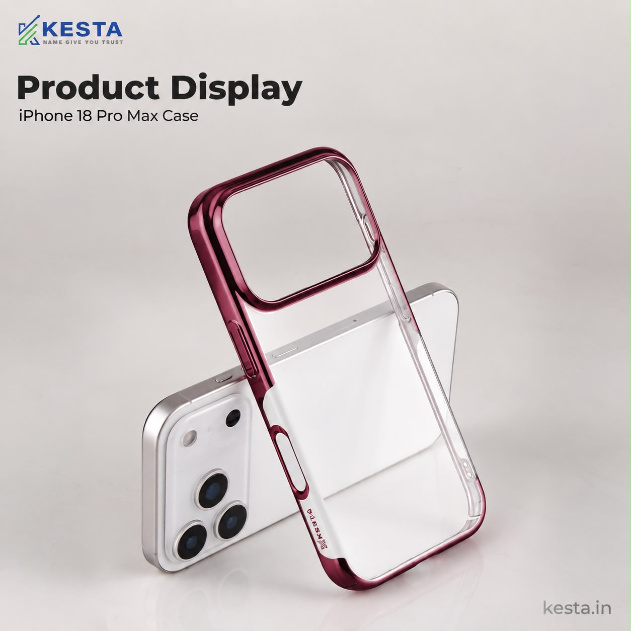 iPhone 18 Pro Max Cover – Transparent Cherry Red | Original Look. Enhanced Protection.