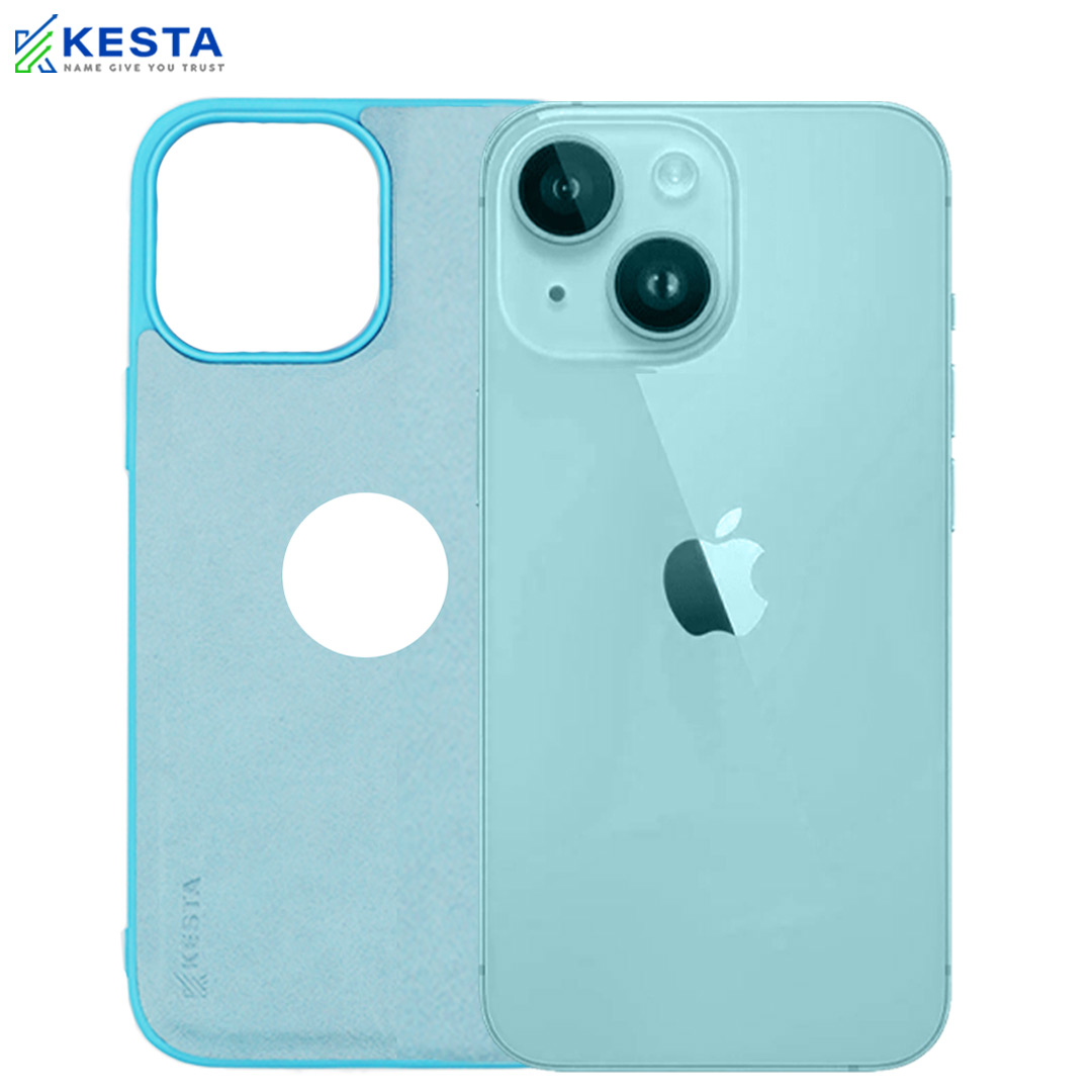 iPhone 14 Cover - Classic Sierra Blue Leather Case (Advanced Drop Protection)