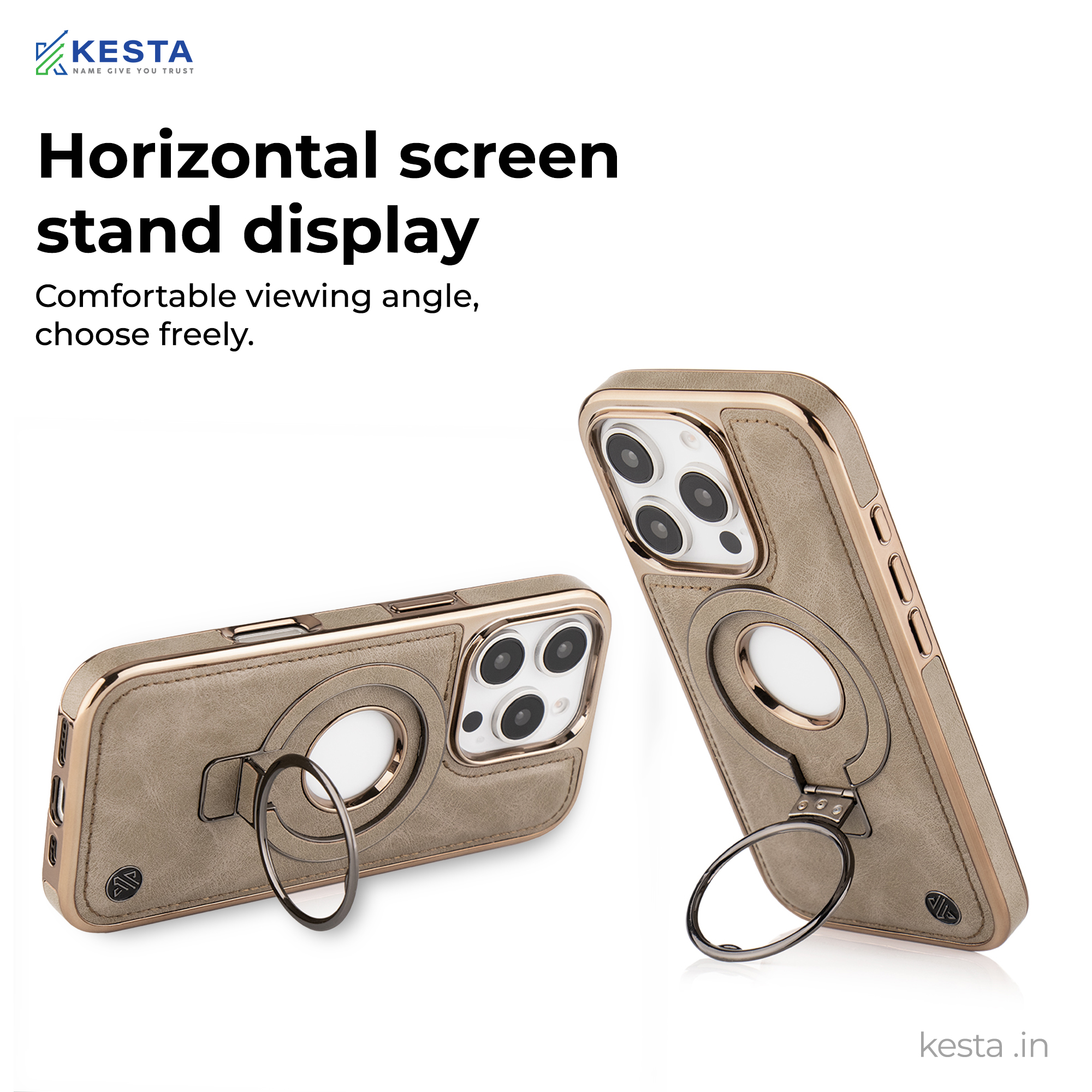 iPhone 16 Pro Cover - Classy Elite Desert Leather Case (Built-In Magnetic Ring Holder)