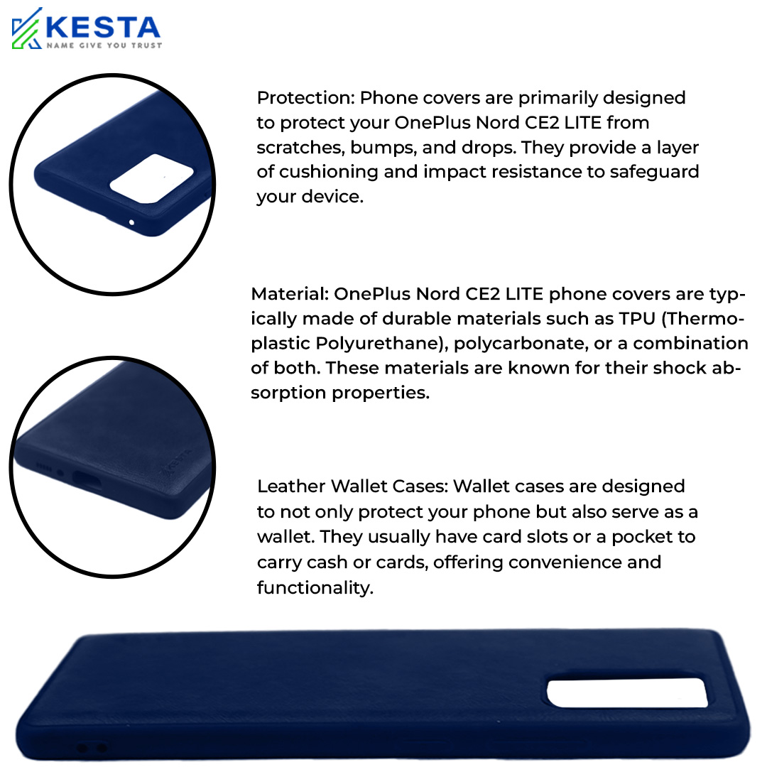 Oneplus Nord CE 2 Lite Cover - Brave Blue Leather Case (Waterproof & Dustproof)