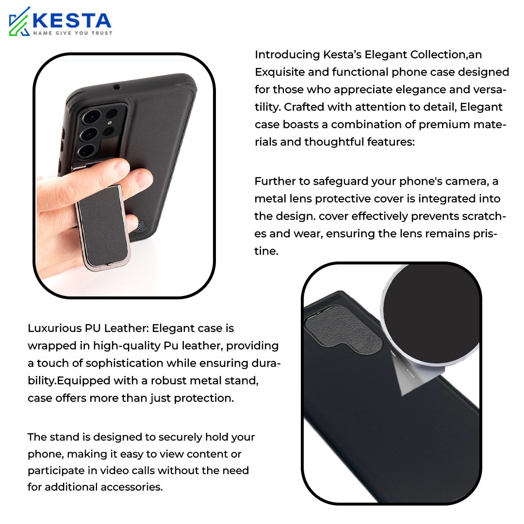 Samsung S23 Ultra Cover - Elegant Black Leather Case (With Camera Protection)