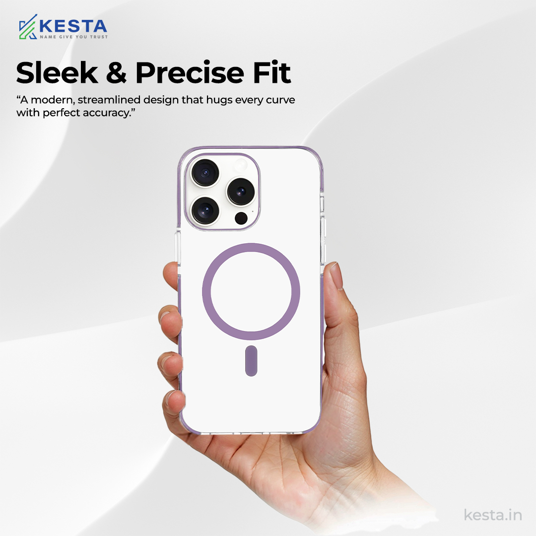 iPhone 14 Pro Max Cover - Ice Crystals Purple Transparent Case (Military-Grade Drop Protection & Magsafe)