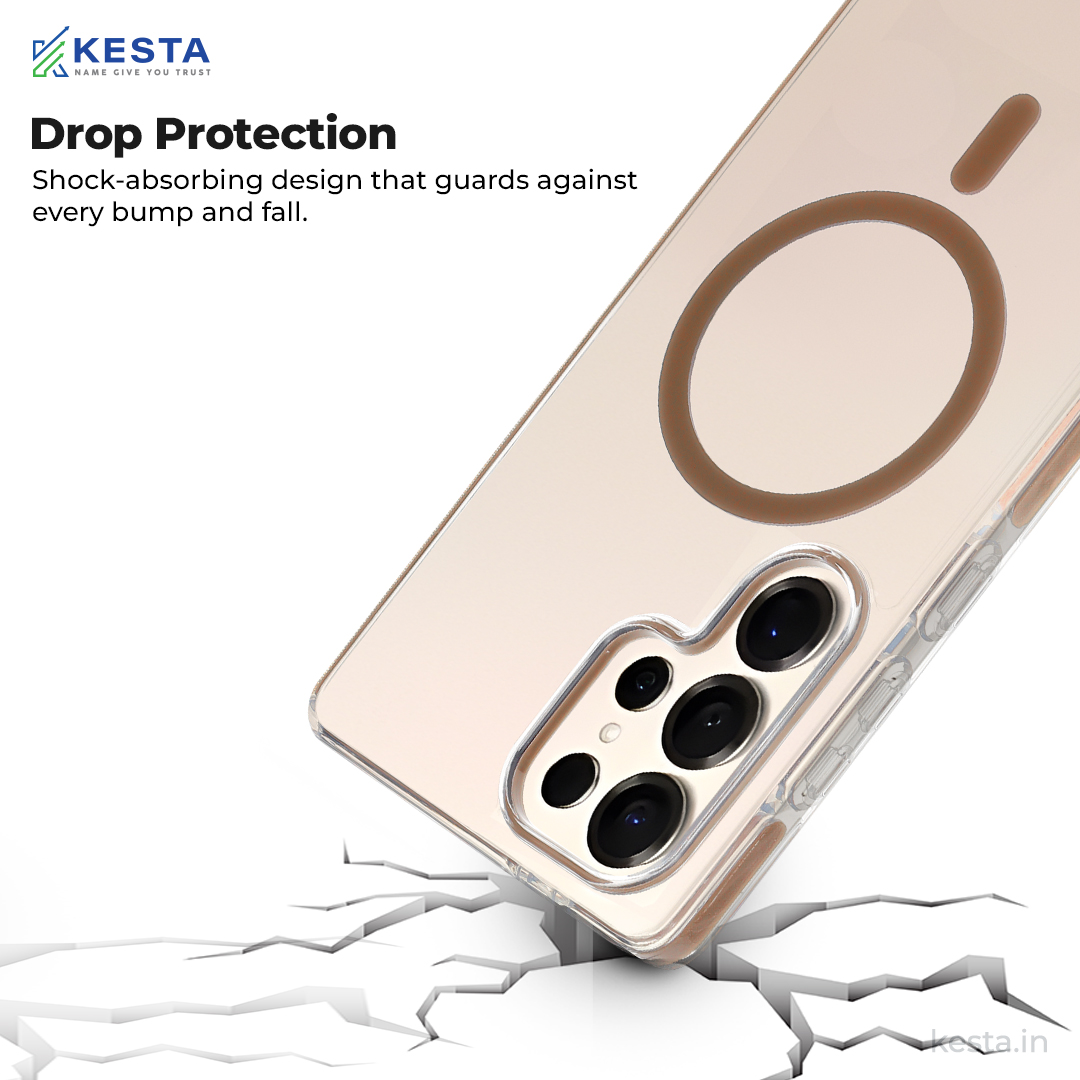Samsung S25 Ultra Cover - Ice Crystals Gold Transparent Case (Military-Grade Drop Protection & Magsafe)