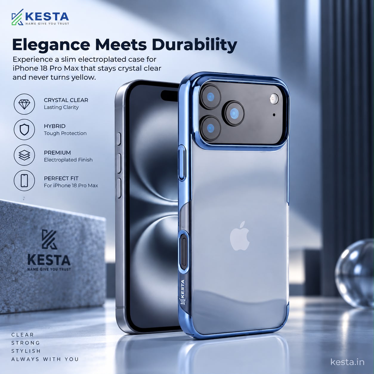iPhone 18 Pro Max Cover – Transparent Seria Blue | Original Look. Enhanced Protection.