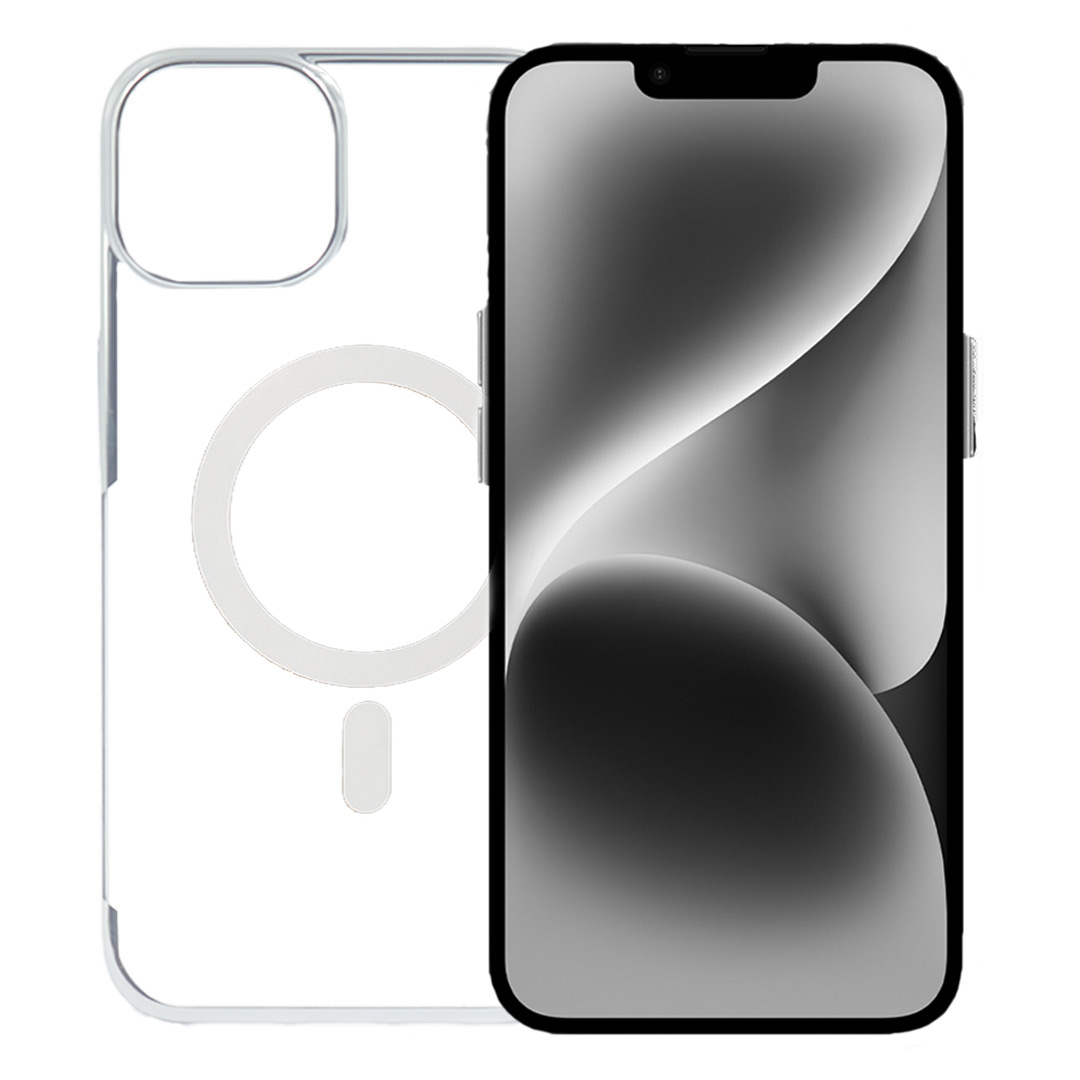 iPhone 14 Pro Max Cover - Noble Magsafe Silver Transparent Case (Wirelessly Chargeable)