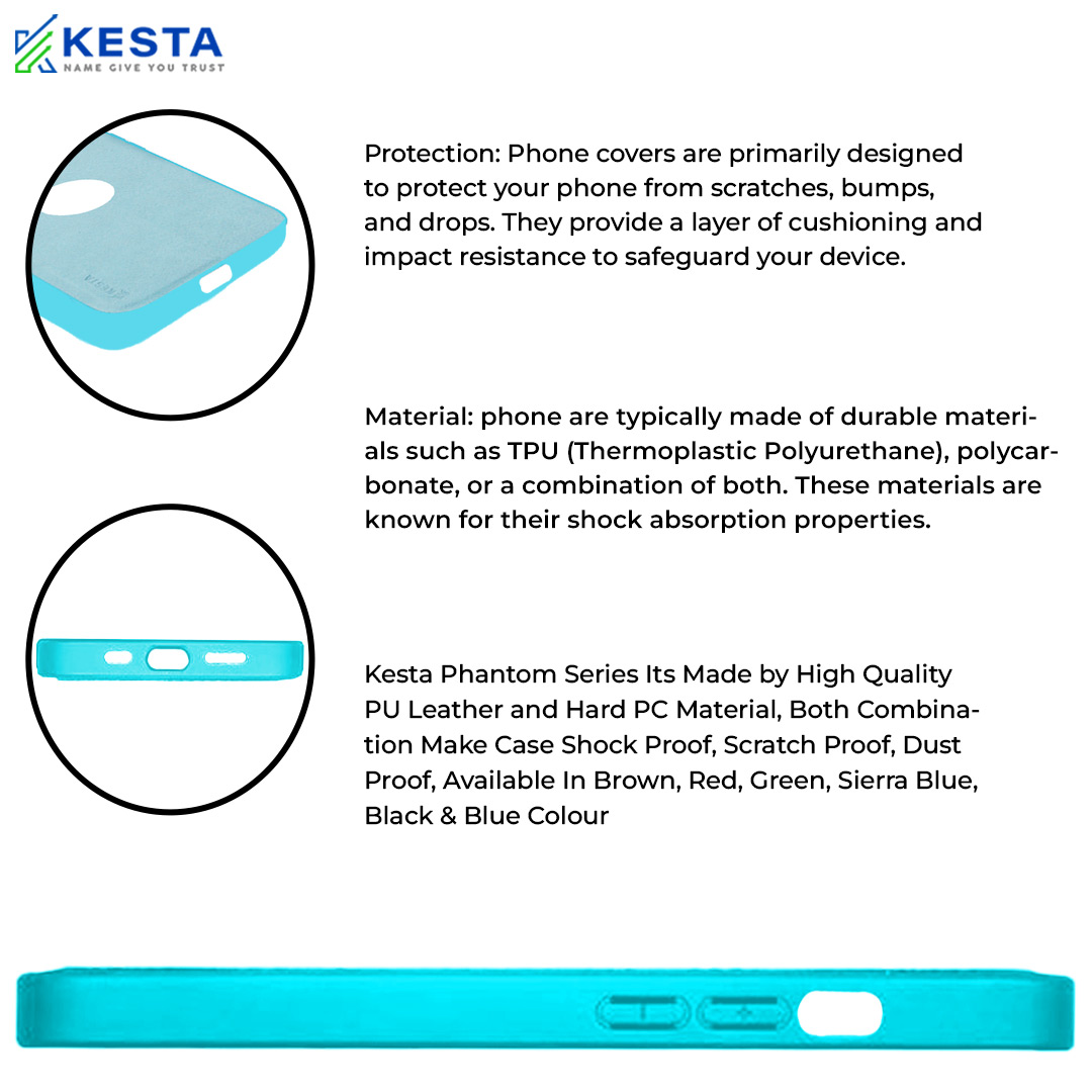 iPhone 14 Cover - Classic Sierra Blue Leather Case (Advanced Drop Protection)