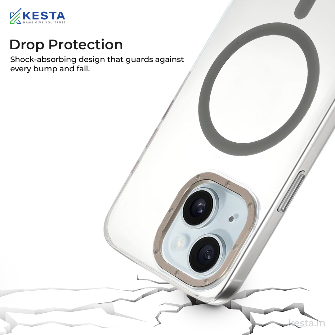 iPhone 15 Cover - Crystal Armour Grey Transparent Case (Scratch & Smudge Resistant & Wireless Charging Ready)