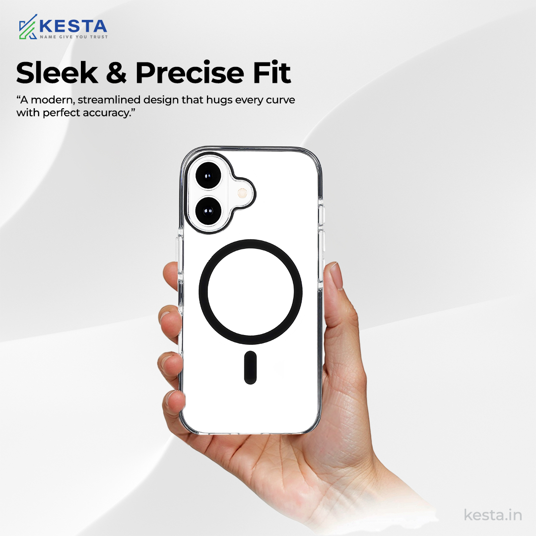 iPhone 16 Plus Cover - Ice Crystals Black Transparent Case (Military-Grade Drop Protection & Magsafe)