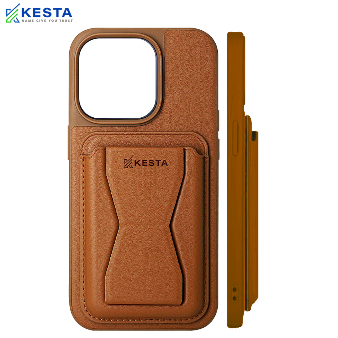 iPhone 15 Plus Cover - Cred Brown Leather Case (With Card Holder)