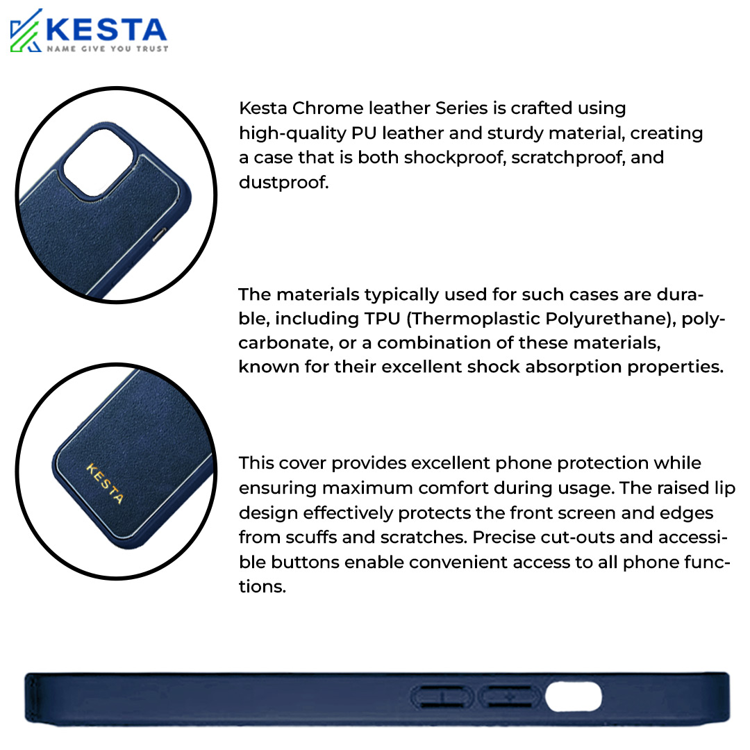 iPhone 13 Pro Max Cover - Chrome Blue Leather Case (Ultimate Protection)