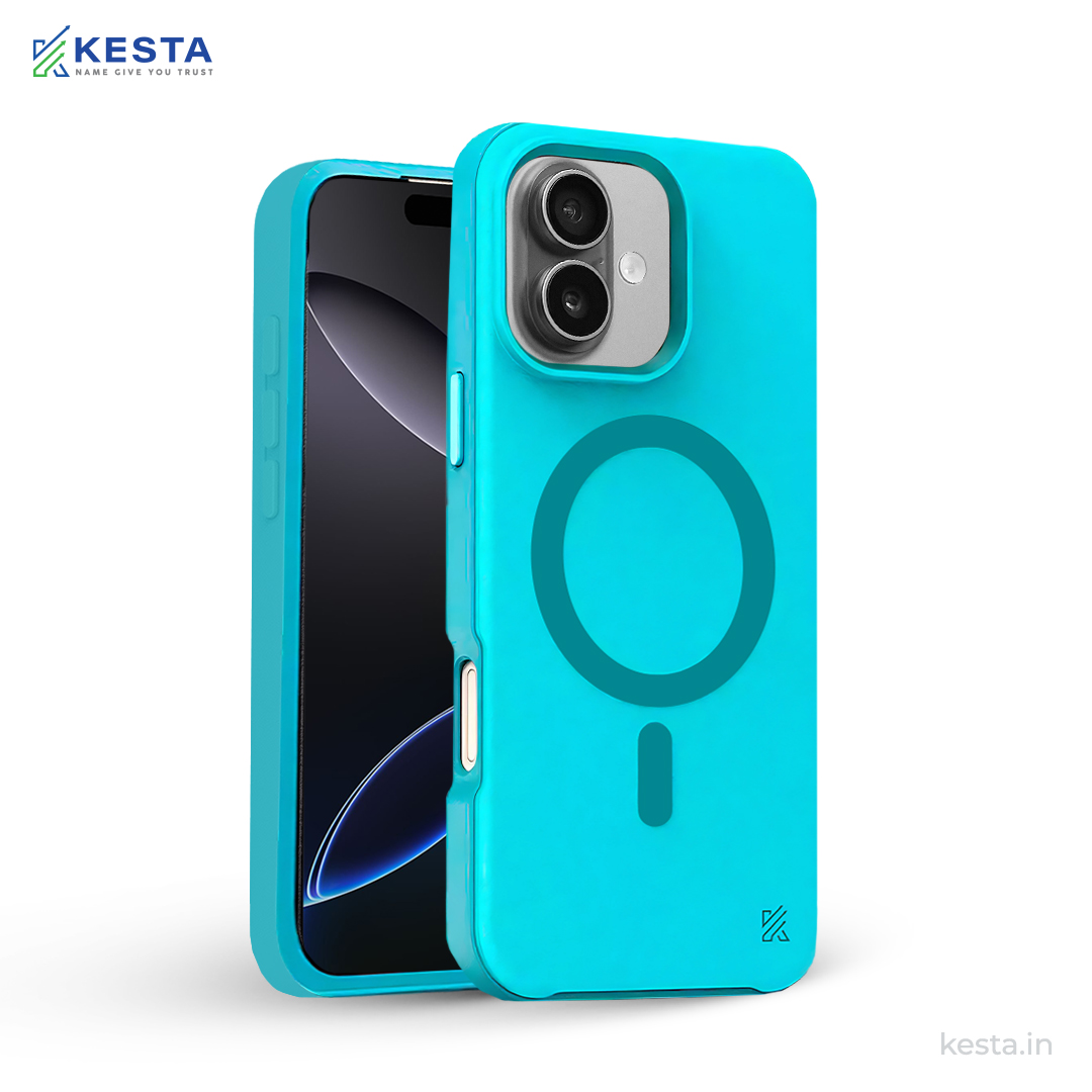 iPhone 16 Cover - MagArmour Blue Hybrid Case (Grip + Gloss – Textured for Control, Smooth Style)